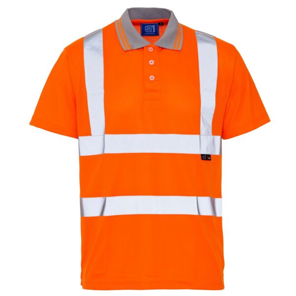 Supertouch Hi Vis Orange Bird Eye Polo Shirt Thumbnail